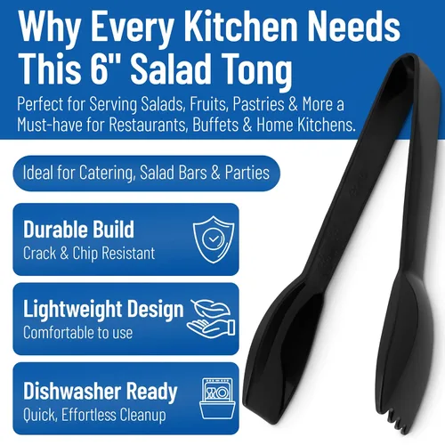 Miniatura 3 de Carlisle FoodService Products Carly Pinza para ensalada, pinza para ensalada de 6 pulgadas, color negro (paquete de 12)