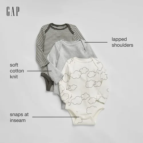Miniatura 2 de GAP Unisex Baby 3-pack Long Sleeve Bodysuit