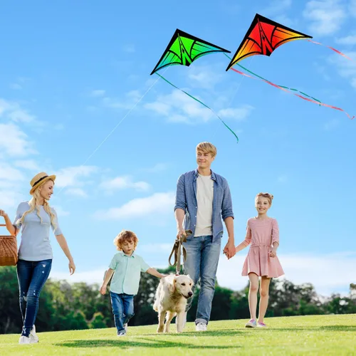 Miniatura 6 de Cometa Delta grande para niños y adultos, cometas al aire libre fáciles de volar para niños de 8 a 10 años, perfecta para actividades en la playa