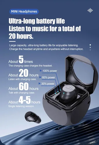 Miniatura 5 de Xmenha Pequeños mini auriculares invisibles Bluetooth inalámbricos más pequeños micro auriculares discretos para oídos pequeños canales auditivos