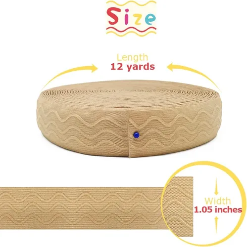 Miniatura 3 de SmiLife Banda Elástica de Agarre de Silicona para Coser, Beige, 1.05 Pulgadas x 12 Yardas