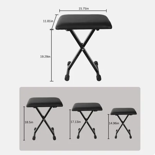 Miniatura 2 de AODSK Banco para teclado estilo X con cojín acolchado, banco de piano ajustable, taburete plegable con asiento, algodón ignífugo, diseño