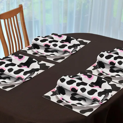 Miniatura 7 de Yaomiao 120 piezas de suministros de fiesta de vaquera vaquera, platos con estampado de vaca y servilletas para niñas y niños, decoración