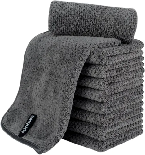 Miniatura 18 de KinHwa Toallas de mano de microfibra para baño, toallas faciales suaves y absorbentes, toallas de mano grises para baño, paños de lavado para spa