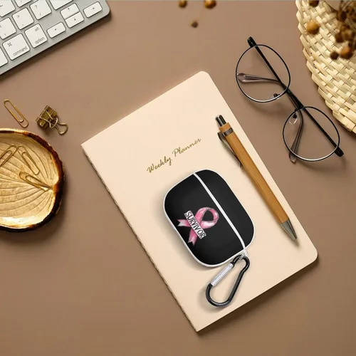 Miniatura 7 de Breast Cancer Survivor Hard Case Compatible with AirPods Pro 2nd / 1st Generation Cover with Keychain white