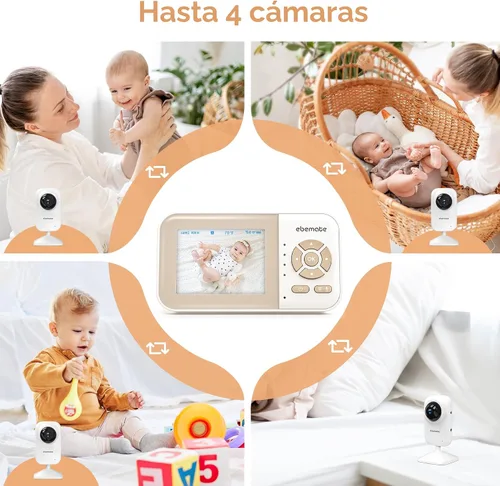 Miniatura 7 de ebemate Cámara Monitor de Video para Bebé con Pantalla LCD de 2.8" Video y Audio Visión Nocturna Sin Resplandor, Audio Bidireccional Cámara