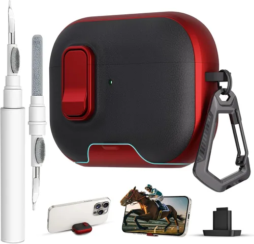 Miniatura 47 de Funda para AirPods Pro 3 con cerradura, textura de piel TPU duradera, antipérdida y a prueba de golpes, accesorios con kit de limpieza en llavero
