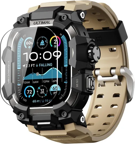 Miniatura 21 de ULTIMAL - Funda resistente con correa para Apple Watch 49mm, compatible con Apple Watch Ultra 3/2/1, cubierta protectora a prueba de golpes de grado