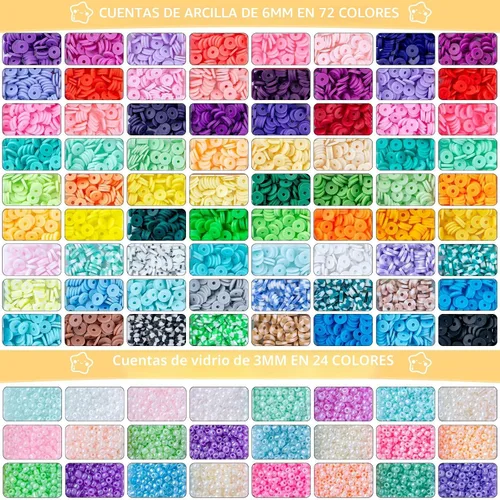 Miniatura 3 de SJZWSD Kit de 6 cajas para hacer pulseras de la amistad, colección de 16,000 cuentas de arcilla, semillas y vidrio, cuentas de letras, dijes