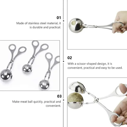 Miniatura 3 de YARDWE 3 piezas de acero inoxidable carne baller albóndigas fabricante cuchara DIY molde tijera pescado arroz bola clip pinzas hielo cocina cocina