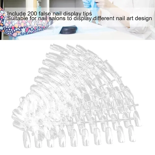 Miniatura 5 de 200 puntas de uñas postizas, puntas de uñas postizas transparentes, extensiones de uñas, palos de exhibición de uñas, puntas transparentes, tabla