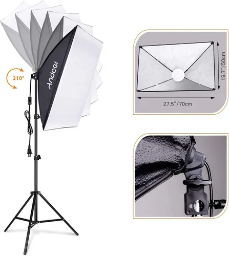 Miniatura 4 de Kit de iluminación para estudio de fotografía Andoer Softbox con juego de luces LED bicolor de 85W 2800K-5700K * 2 + Softbox de 50x70cm * 2 +