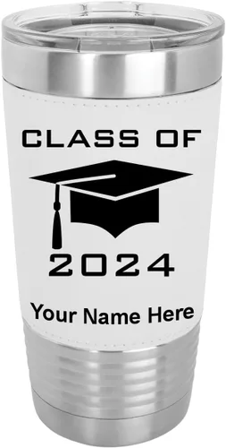 Miniatura 25 de LaserGram Vaso aislado al vacío de 20 onzas, con grabado personalizado incluido (piel sintética, estilo béisbol)