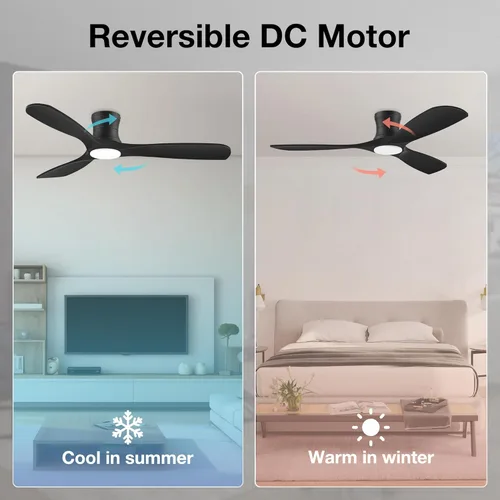 Miniatura 8 de Hoenofly - Ventilador de techo inteligente de madera de 52" de bajo perfil con luces y control remoto, motor CC silencioso, ventiladores de techo