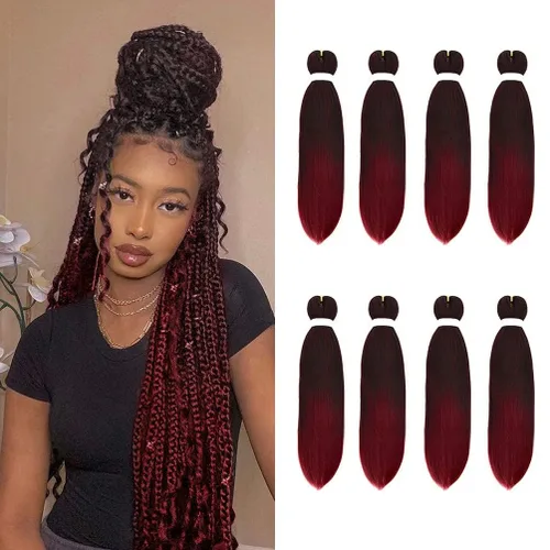 Miniatura 70 de 8 paquetes de extensiones preestiradas - 16 pulgadas de cabello trenzado premium, 55G/paquete, sin picazón, fijación en agua caliente, textura Perm