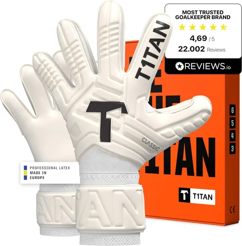 T1TAN Clásico 1.0 Blanco Junior Guantes de Fútbol para Niños - Guantes de Portero para Arquero - Fútbol - Niños y Jóvenes