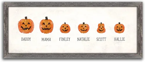 Miniatura 72 de Personal-Prints Familia Jack-O-Lantern – Regalo único personalizado de Halloween u otoño para Acción de Gracias o decoración y inauguración