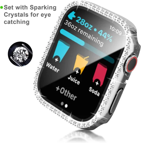 Miniatura 2 de Paquete de 2 fundas brillantes con protector de pantalla de vidrio templado para Apple Watch SE 3 SE 2 Series 6/5/4 SE de 1.575 pulgadas, cubierta