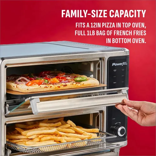 Miniatura 9 de PowerXL SmartSynx Horno de Doble Puerta, 8 Ajustes Preestablecidos de Cocción de Toque Rápido incluyendo Freír al Aire, Tostar, Hornear, Asar
