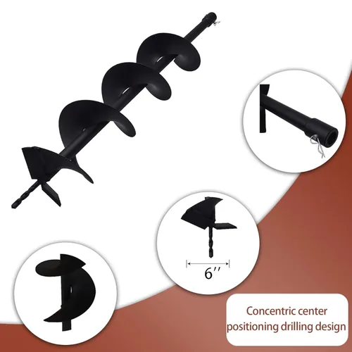 Miniatura 5 de Brocas de taladro de tierra de 6 pulgadas para plantar, 6 brocas para taladro de motor de gasolina de 31.5 pulgadas, brocas para excavadoras