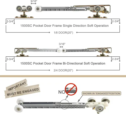 Miniatura 4 de Percha de cierre suave para puerta corrediza de bolsillo para Johnson Part #1060, kit de repuesto, ruedas de rodamiento de bolas de nailon de 1