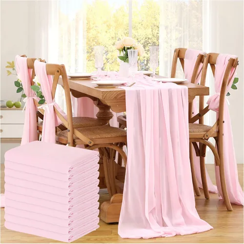 Miniatura 9 de Camino de mesa de gasa morado claro de 10 pies, paquete de 10 guirnaldas de gasa para boda, despedida de soltera, fiesta, tela transparente