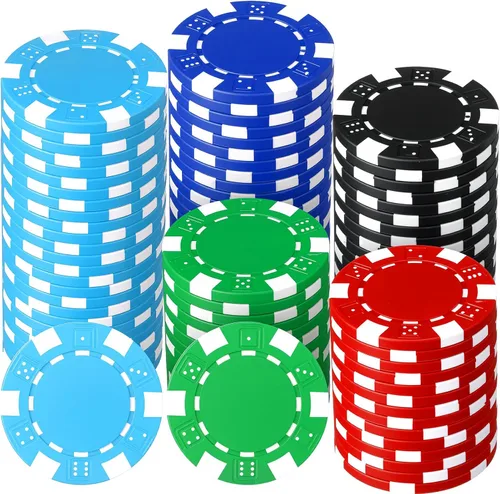 Miniatura 13 de 100 fichas de póquer de 0.41 oz ABS Monte Carlo, 0.05 oz fichas de bingo de 1.575 in, marcadores en blanco para conteo a granel para Blackjack y Rojo