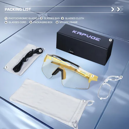 Miniatura 4 de KAPVOE Gafas de sol de ciclismo fotocromáticas para bicicleta de montaña, transparentes, MTB en bicicleta, equitación, béisbol, correr, golf