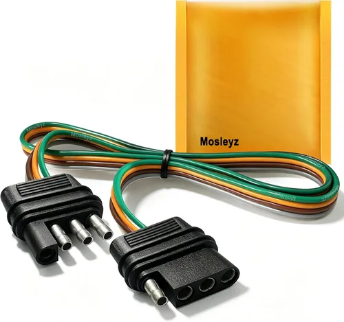 Extensión de cable de remolque 4 vías 4 pines, enchufe de 4 cables 4 planos con enchufe macho y hembra 18 AWG 26 pulgadas, extensor de arnés de