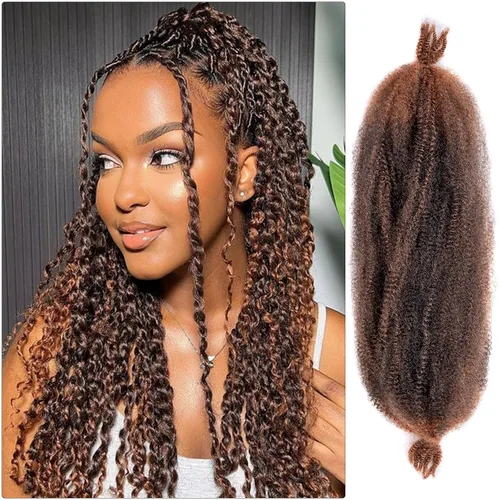 Miniatura 9 de ROKTRESS Cabello afro Spring Twist de 16 pulgadas, 8 paquetes de cabello trenzado Marley Twist para rastas sintéticas, extensiones de cabello 1b