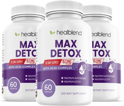 Miniatura 11 de Max Detox Supplement, Advanced Gut Cleanse Detox para mujeres y hombres con psyllium, chlorella, hierba hisopo y papaya, con complejo Acai