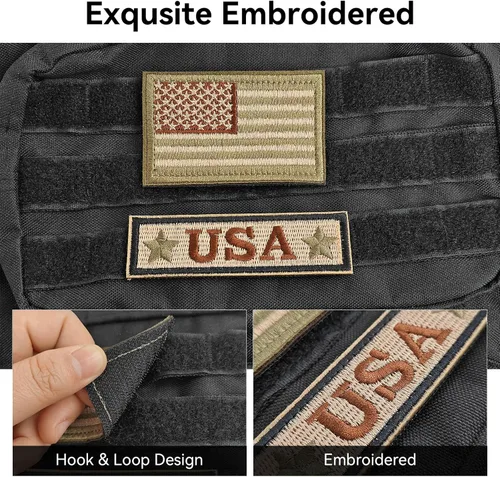 Miniatura 2 de AXEN American Flag Patches Pack, Tactical Morale US Flag Patch Pack Loop and Hook Fasten for Backpack Hat Cap Uniform Vest, Pack of 20