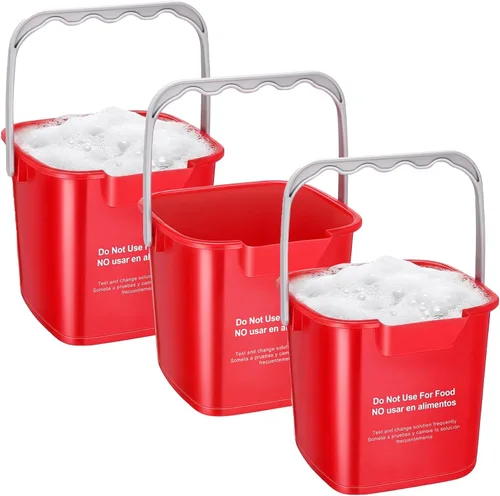 Miniatura 7 de Uiifan 3 Pcs 6 Quart Cleaning Bucket Small Sanitizing Square Bucket Detergent Pail Plastic Cleaning Pail with Handles and Measurements Spout for