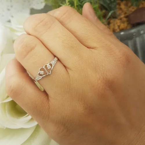 Miniatura 5 de Dazzlingrock Collection Anillo de compromiso de plata de ley con diamantes blancos redondos de 0,15 quilates (quilates)