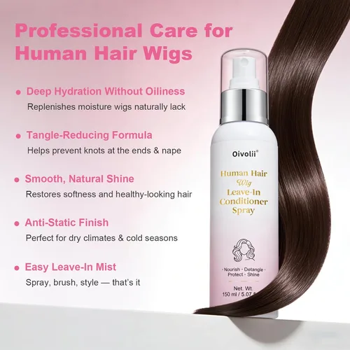 Miniatura 2 de Spray para el cuidado de la peluca de cabello humano, acondicionador sin alcohol con aceite de argán, queratina y proteína de seda, desenredante