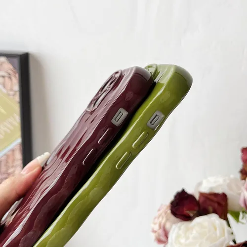 Miniatura 5 de Caseative Funda para iPhone 14, patrón de ondulación de agua, marco de onda rizada, funda suave para teléfono (verde)