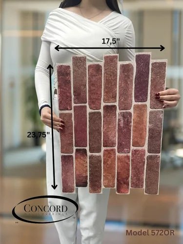Miniatura 3 de CONCORD WALLCOVERINGS ™ Retro-Art - Paneles de pared 3D, paquete de 10, ladrillo viejo en rojo, PVC, 17.5 x 23.75 pulgadas, cubre 28.86 pies