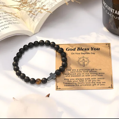 Miniatura 3 de Pulsera de cruz para hombre, regalo para hombre, para hijo, nieto, papá, marido, padrino, hombres, cumpleaños, graduación, jubilación, Navidad