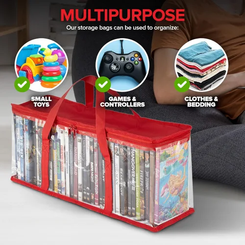 Miniatura 7 de Stock Your Home Bolsas de almacenamiento de DVD (juego de 6) bolsa organizadora de medios para DVD, CD, discos Blu Ray, estuches de películas, caja