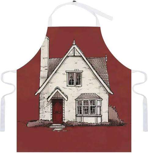 Miniatura 7 de MUSM Apron for Adults - 27.6 X 31.5 Inch, Heavy-Duty Polyester Aprons with Two Large Pockets, Waterproof White Line House Kitchen Apron for Cooking