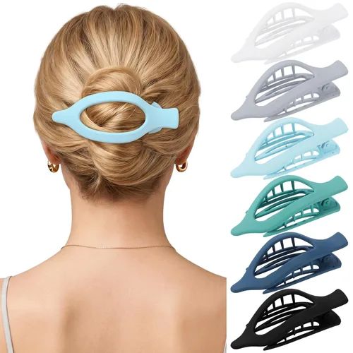 Miniatura 9 de Pinzas de pelo planas francesas para mujer, 6 pinzas planas para cabello fino y grueso, agarre fuerte, agarre antideslizante, pinzas para el cabello