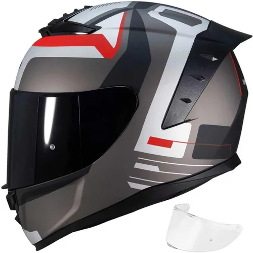 Miniatura 15 de Casco de motocicleta de cara completa, cascos para motocicleta de adultos, MG611, casco de motocicleta de carreras de calle con visera negra