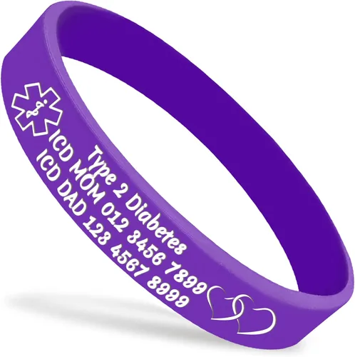 Pulseras de silicona de alerta médica personalizadas, pulseras de identificación médica, pulseras de emergencia deportivas personalizadas para