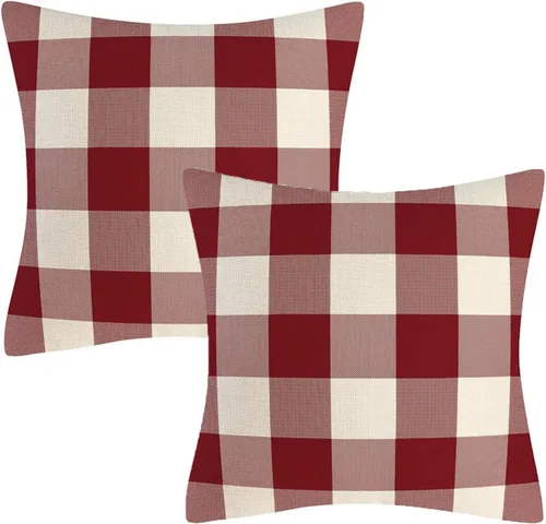 Miniatura 23 de Fundas de almohada decorativas rústicas de Aqua y blanco a cuadros estilo búfalo para sofá, funda de almohada para granja, decoración