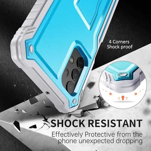 Miniatura 5 de FITO Funda para Samsung Galaxy A32 5G, doble capa a prueba de golpes resistente para teléfono Samsung A32 5G con protector de pantalla, soporte Azul