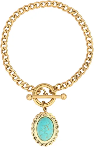 Fannifen - Pulsera ovalada para mujeres, adolescentes y niñas, con cierre OT, joyería exquisita, regalo, Acero inoxidable, Sin gemas.