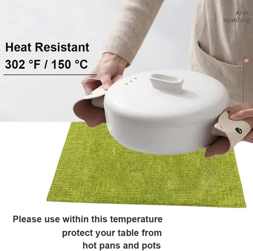 Miniatura 2 de Weabetfu Juego de 4 manteles individuales de tela resistentes al calor, manteles individuales de algodón y lino, lavables a máquina, manteles