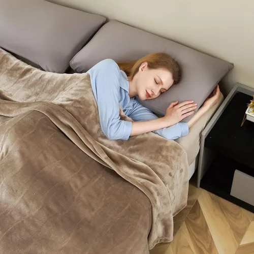 Miniatura 10 de Manta térmica eléctrica tamaño Queen, manta de calentamiento rápido, franela de terciopelo suave para invierno, 4 niveles de calefacción, 10 horas