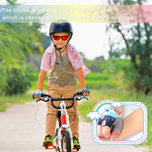 Miniatura 4 de Funtery 2 pares de guantes deportivos de ciclismo para niños, guantes de medio dedo de unicornio, guantes de ciclismo para niños y niñas, guantes