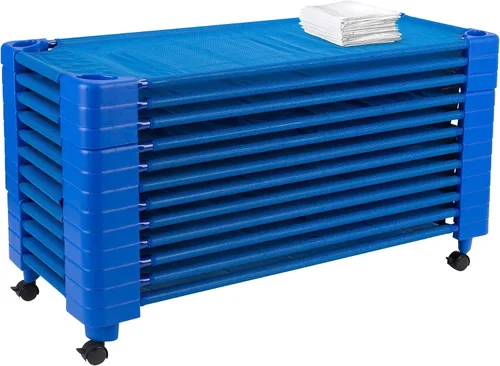 Miniatura 11 de Sprogs Camillas apilables para niños de uso pesado de 40" de largo para guarderías de preescolar, para descanso y siesta, SPG-0232-5-12PK, azul Azul